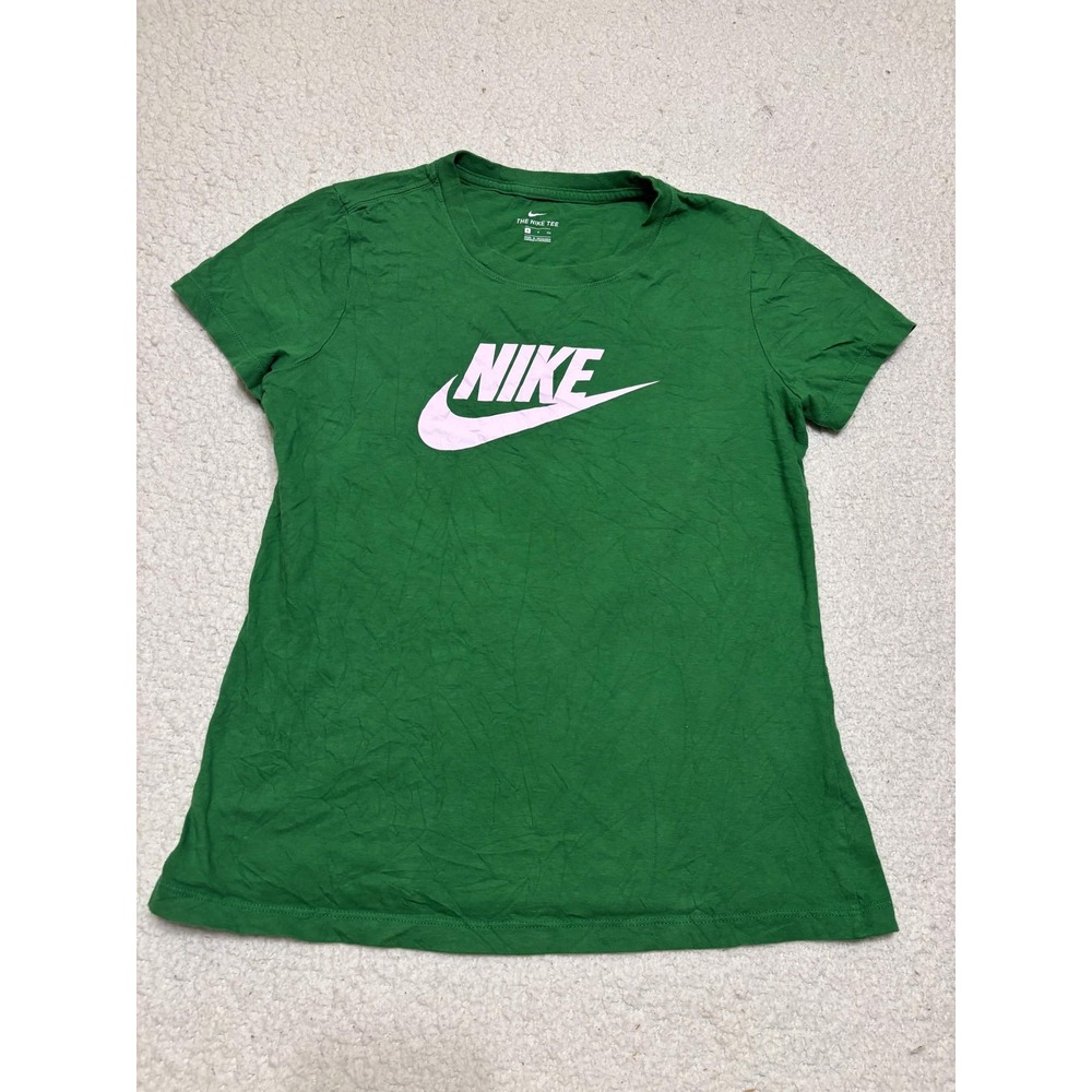 Nike Womens Graphic Tee T-shirt Green Crewneck Cotton Swoosh Size S 445591-47748